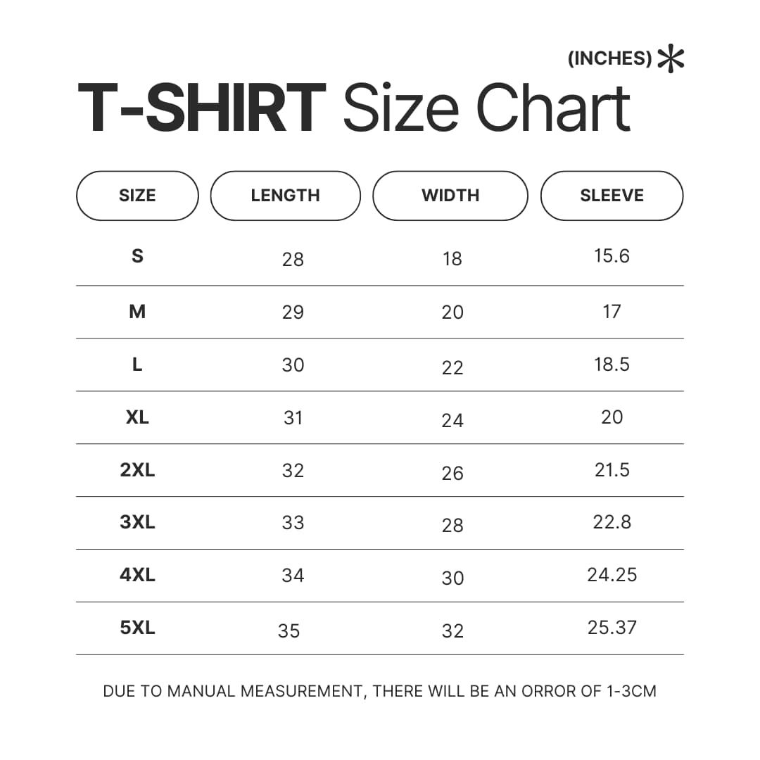 T shirt Size Chart - Ghibli Germany Store